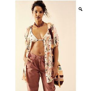 Free People floral button down tunic NWT size xs